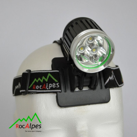 RocAlpes RV660 Sehrleistungsstarke Lampe mit 3 Cree XM-L2 LEDs, mit Li-Ion Akku