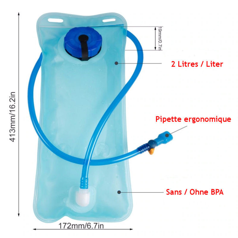 2027 Wasser-Beutel für Rucksack-2L