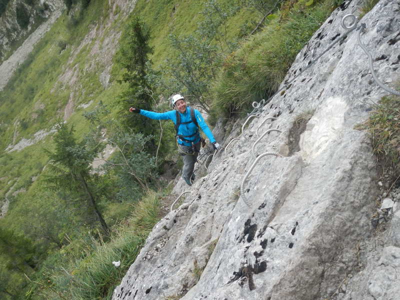 Dans la via ferrata