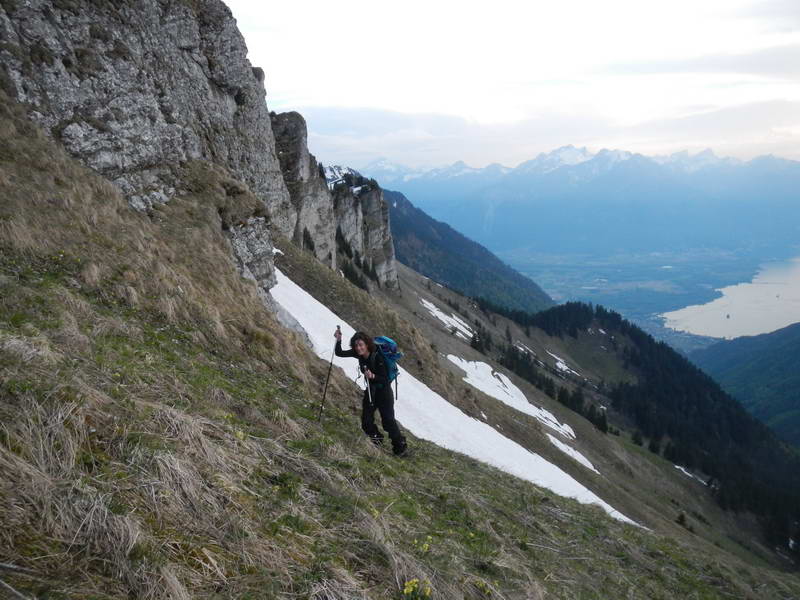 Dans la face ouest de la Pointe d'Aveneyre