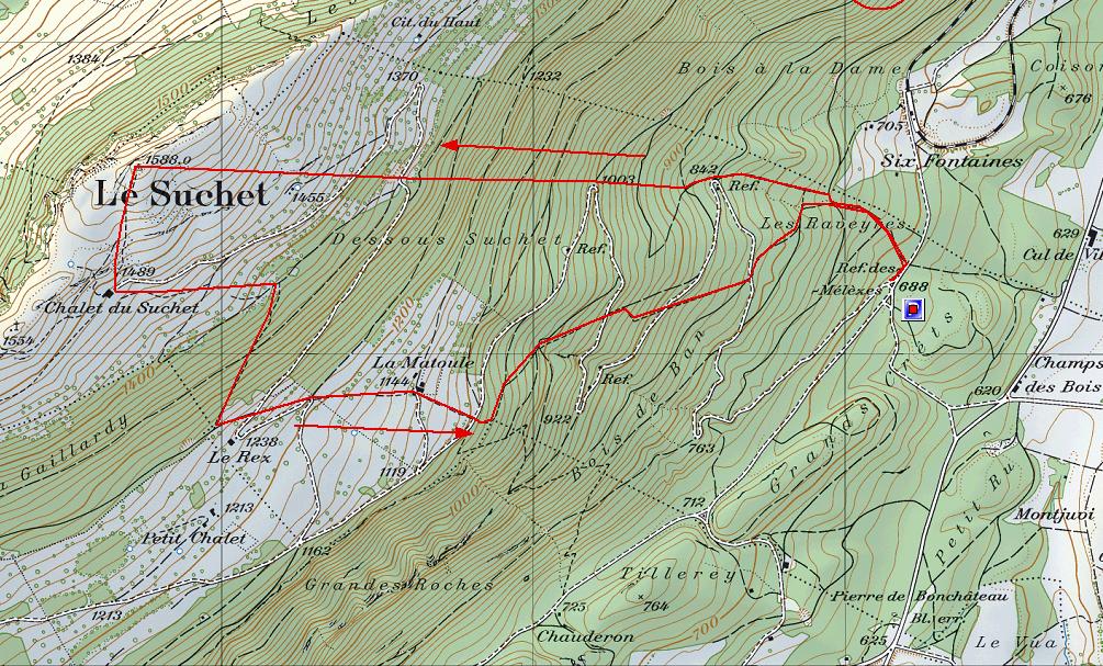Carte topographique du Suchet